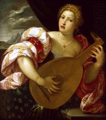 Young Woman Playing a Lute, unknow artist